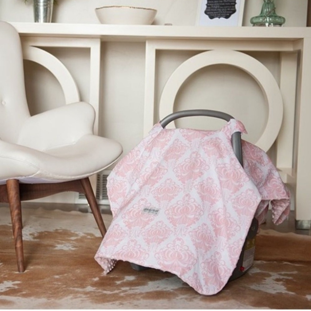 Angelina Canopy 100% Cotton Pink/White - Canopy Couture Infant Car Seat Canopy